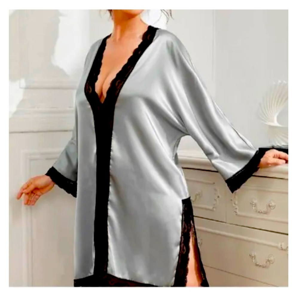 Plus Size Satin and Lace Gown